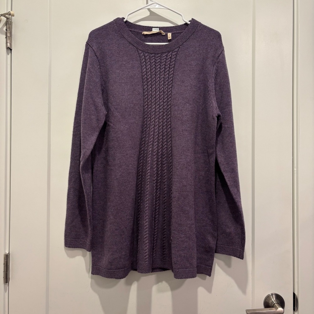 Soft‎ Surroundings Purple Cable Knit Wool Blend Tunic Sweater Womens XL
